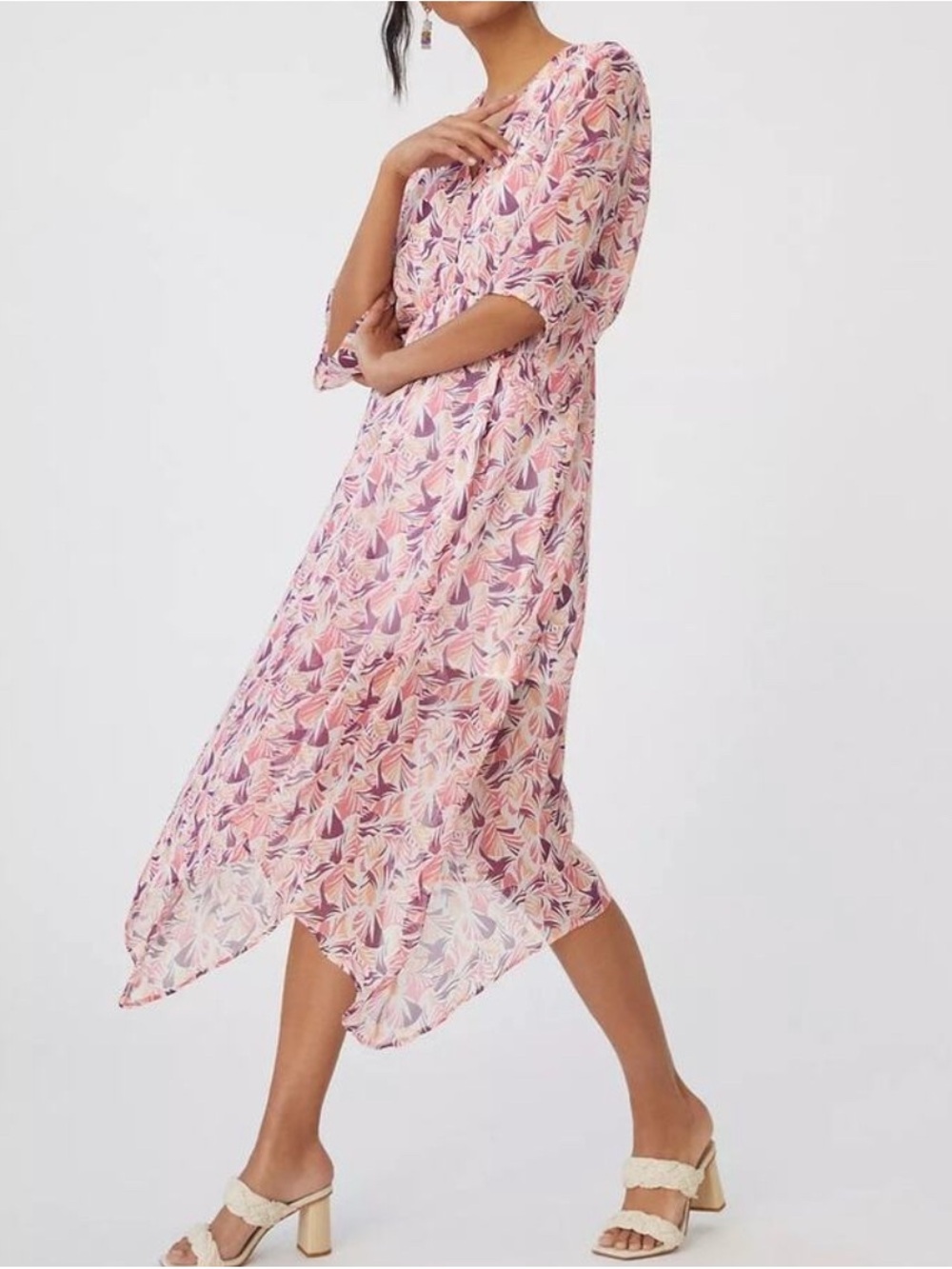 *NWT* Anthropologie Hutch Tropical Print Handkerchief Midi Dress XXS Petite
